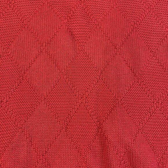 Jantzen Heavy Textured Diamond Knit Red Sweater Mens Large‎ Vintage USA Made - Picture 2 of 7